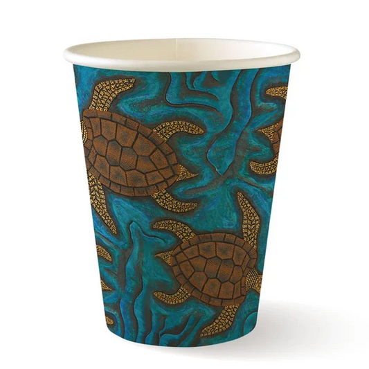 BioPak BC-12-CCAB - 390ml / 12oz Indigenous Art Single Wall Hot Cup