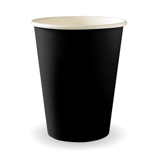 BioPak BC-12B - 390ml / 12oz Black Single Wall Hot Cup