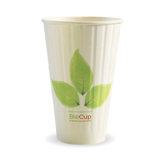 BioPak BC-16DW - 460ml / 16oz Leaf Double Wall Hot Cup