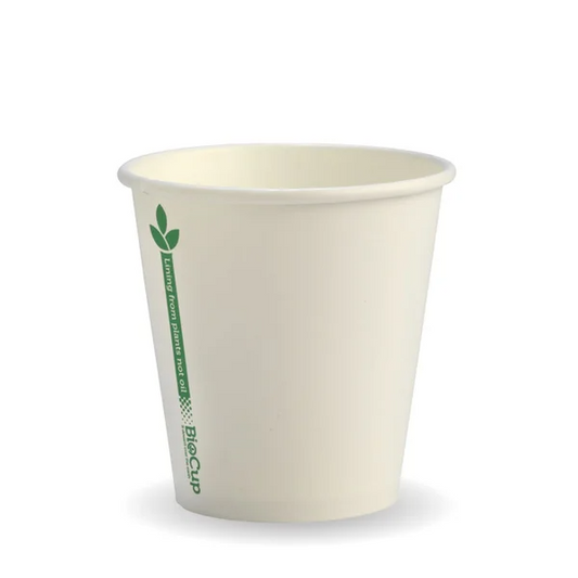 BioPak BC-6-GL - 230ml White Green Line Single Wall Hot Cup