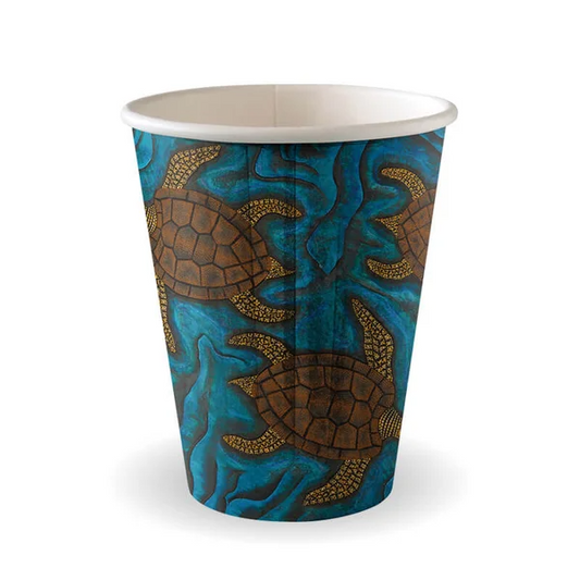 BioPak BC-12DW-CCAB - 390ml / 12oz Indigenous Art Double Wall Hot Cup