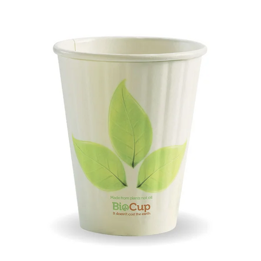 BioPak BC-8DW - 255ml / 8oz Leaf Double Wall Hot Cup