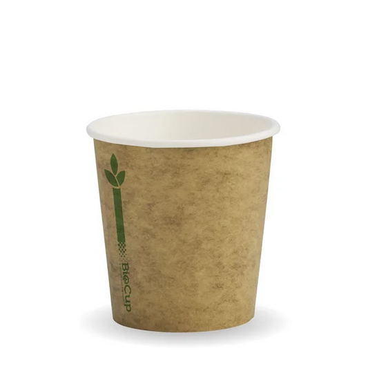 BioPak BCK-4-GL - 120ml Kraft Green Line Single Wall Hot Cup