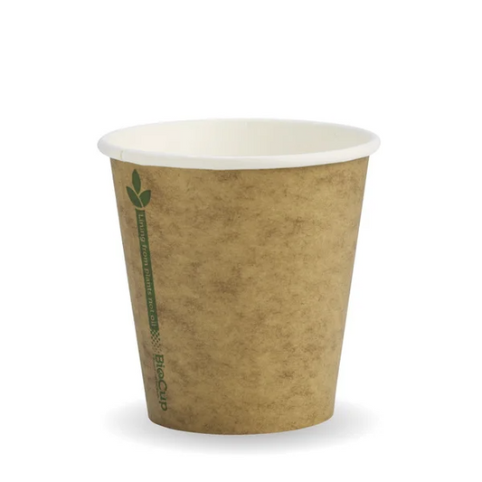 BioPak BCK-6-GL - 230ml Kraft Green Line Single Wall Hot Cup