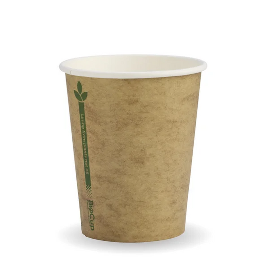 BioPak BCK-8-GL - 280ml Kraft Green Line Single Wall Hot Cup