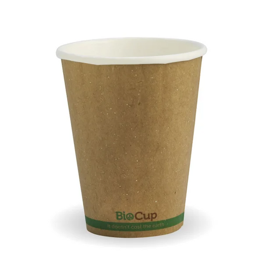 BioPak BCK-8DWB-GS - 255ml / 8oz Kraft Green Stripe Double Wall Hot Cup