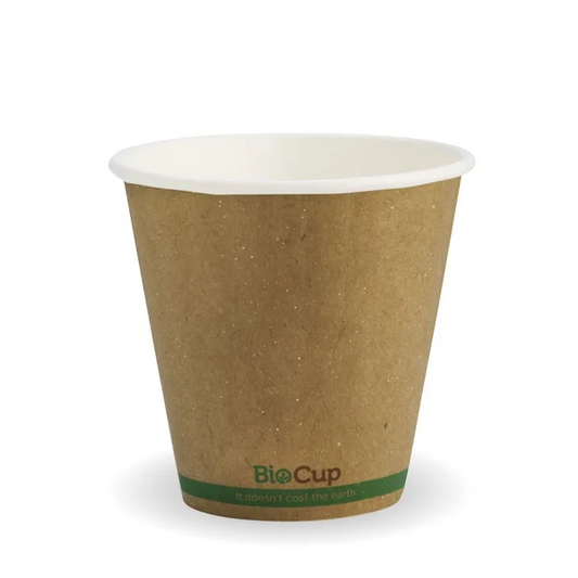 BioPak BCK-8DW-GS(90) - 295ml / 8oz Kraft Green Stripe Double Wall Hot Cup